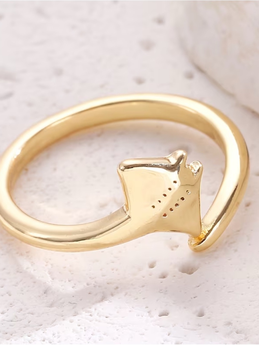 Gold Tone Manta Ray Stackable Ring - Women Jewelry